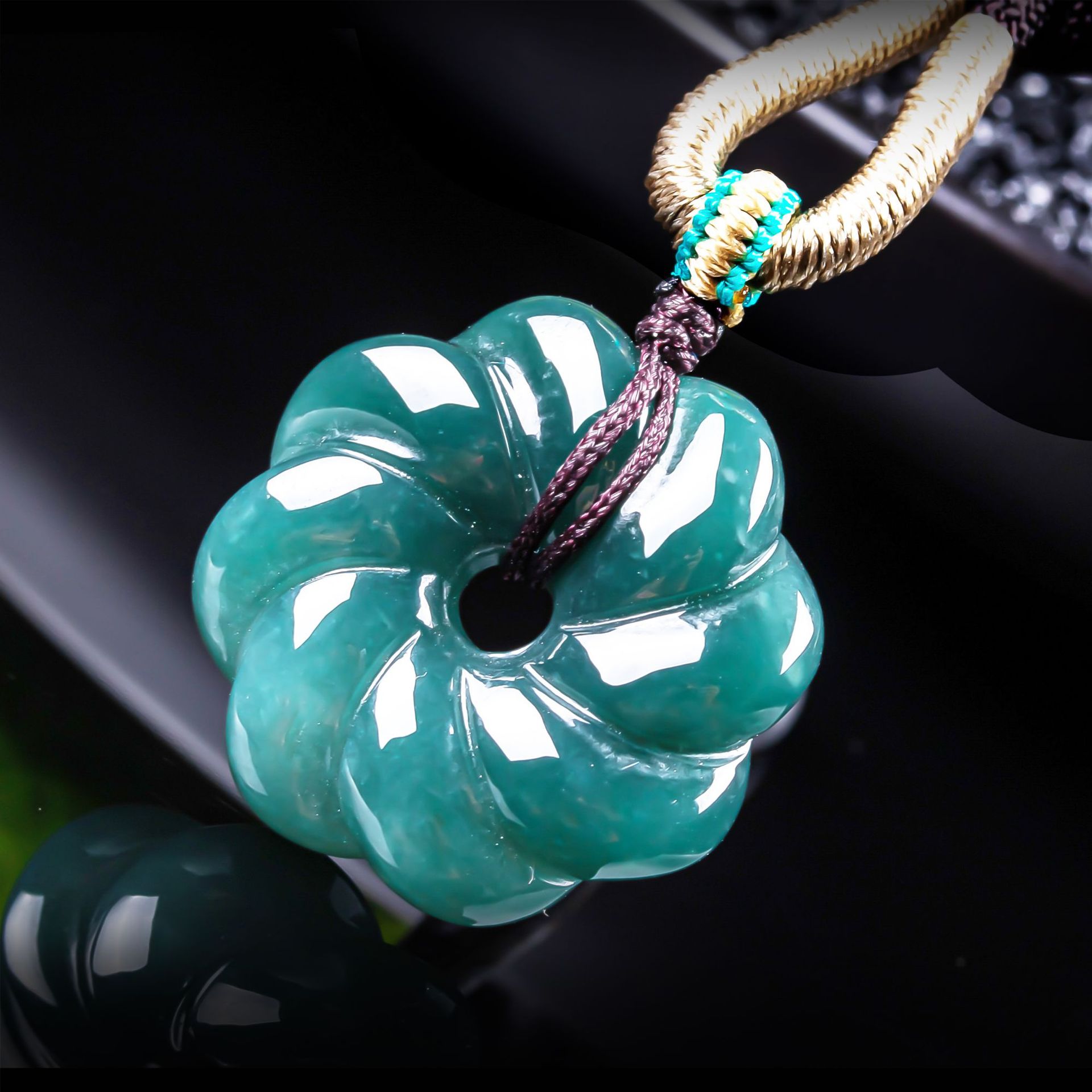 Jewelry Making Jewelry - Natural Burmese Jadeite Flower Pendant Necklace