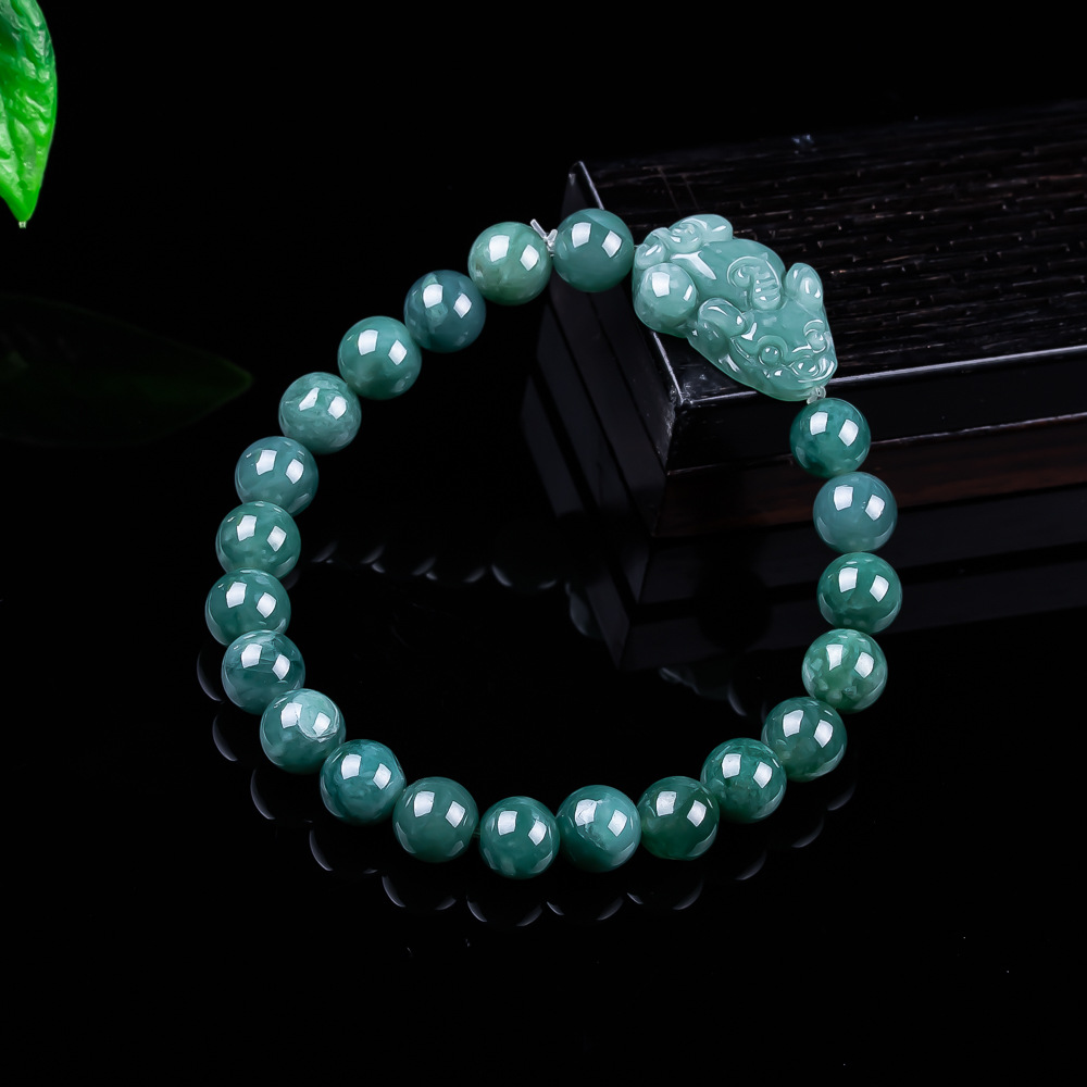 Jewelry Making Jewelry - Natural Burmese Jadeite Pixiu Bracelet Vintage