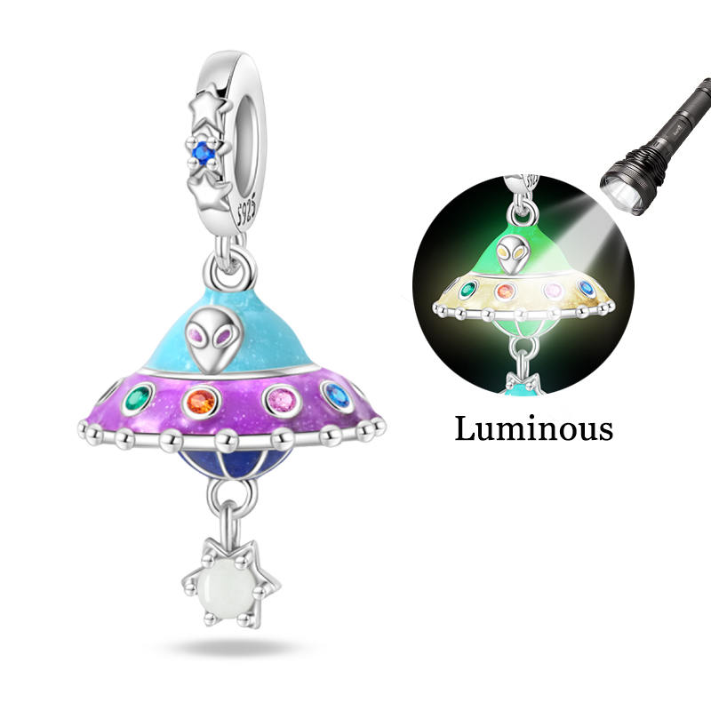 Jewelry Making Jewelry - 925 Sterling Silver Alien Glowing Spaceship