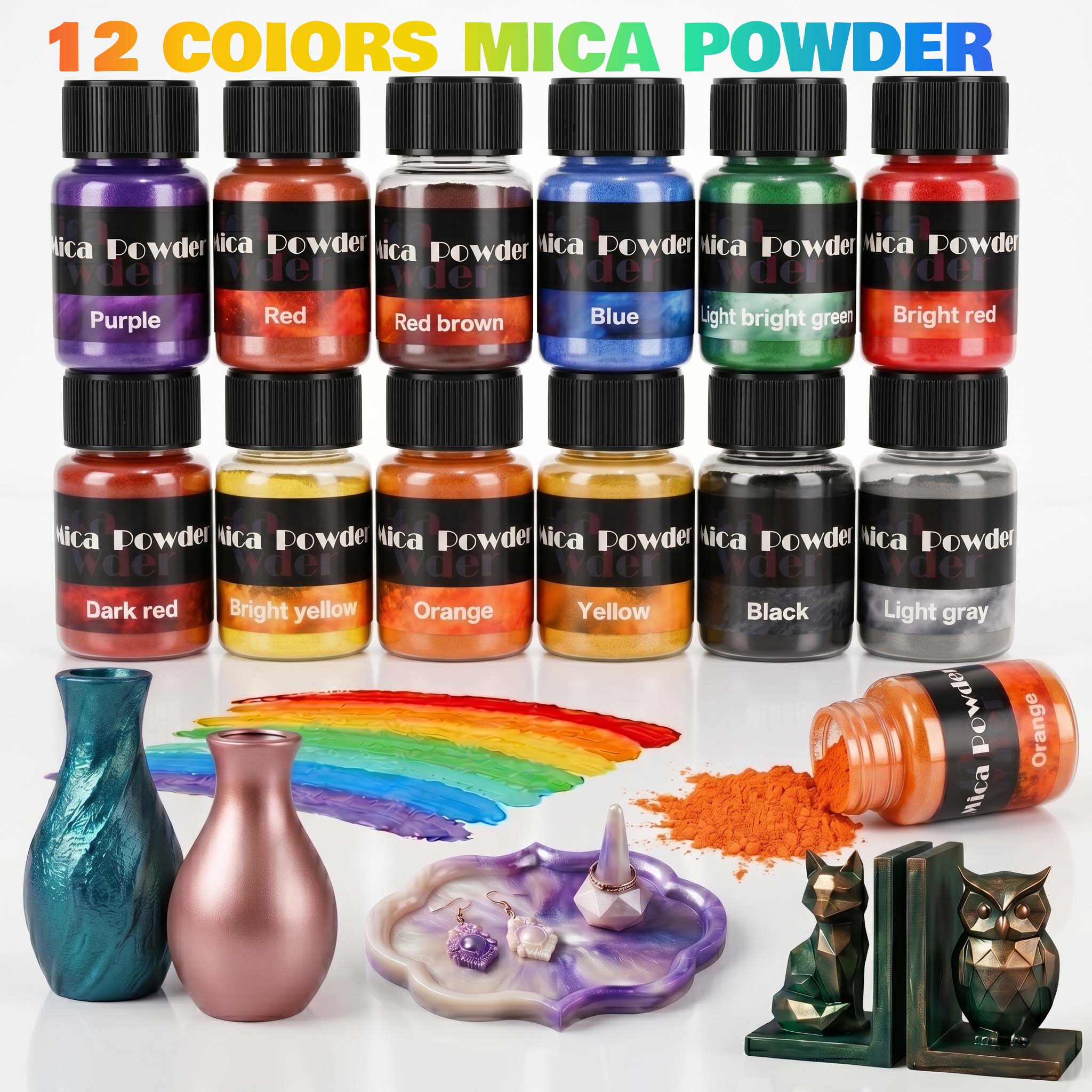 Jewelry Making Tools List - 12-Color Gypsum Pigment Powder Dye DIY