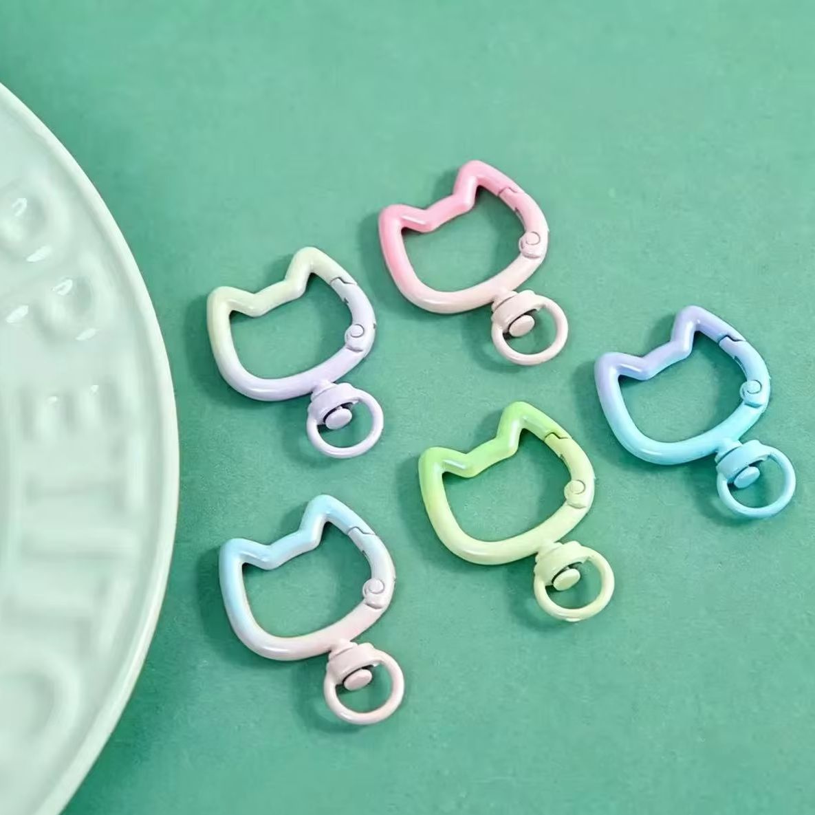Jewelry Making Metals - 5-10PCS Gradient Cute Cat Clasp Openable