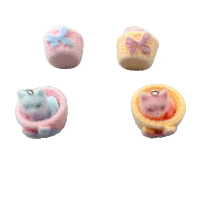 4pcs 3D plush resin cat pendan - Jewelry Making Jewelry 评论和价格