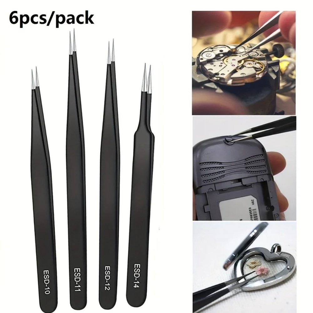 6pcs Stainless Steel Anti-stat - Jewelry Making Tools List 评论和价格
