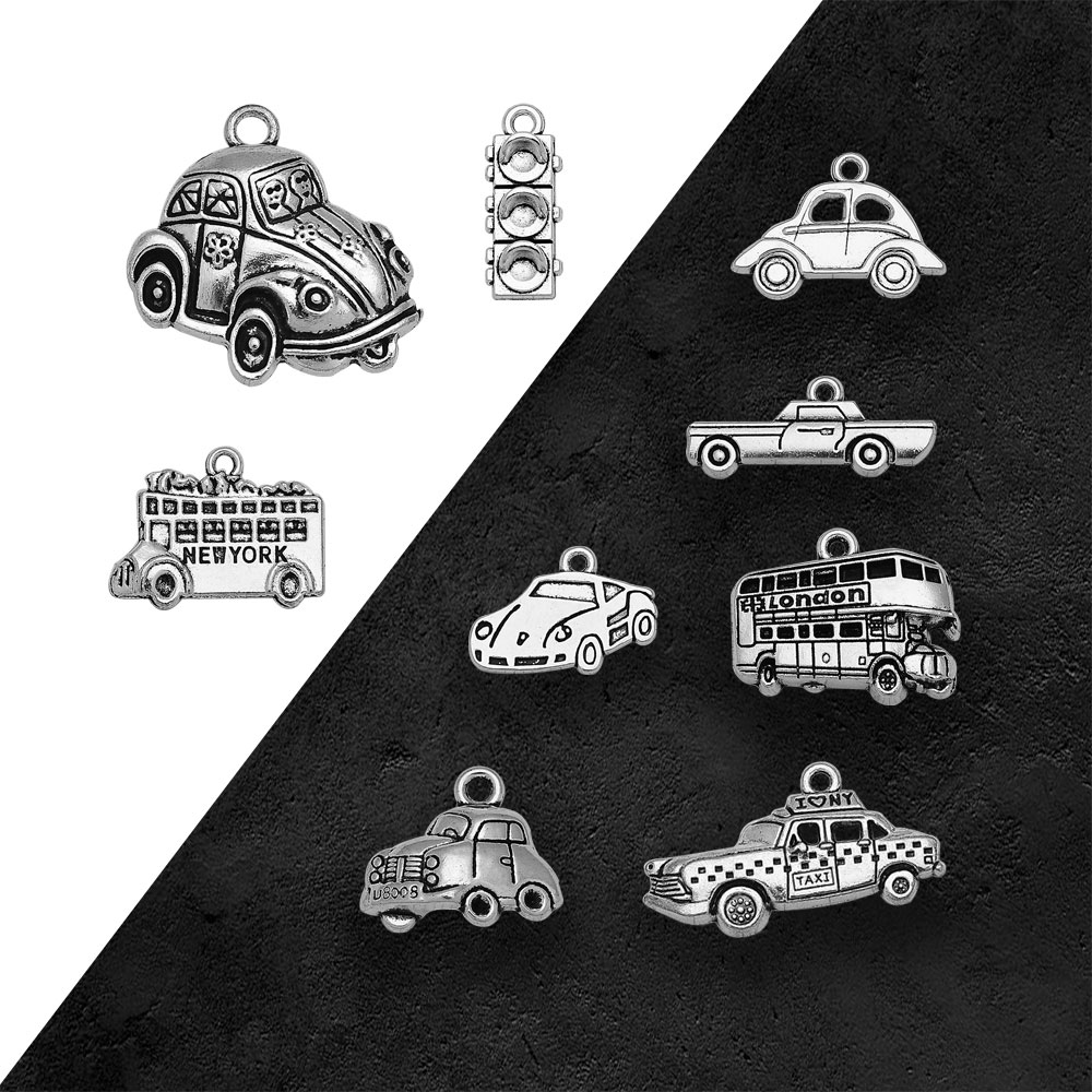 Silver Plated Taxi Bus Car Tra - Jewelry Making London 评论和价格
