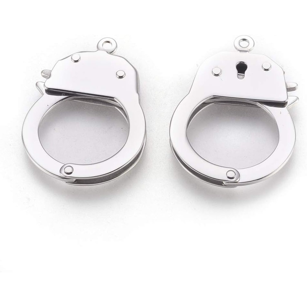 1 pc Stainless Steel Handcuffs - Jewelry Making Charms 评论和价格
