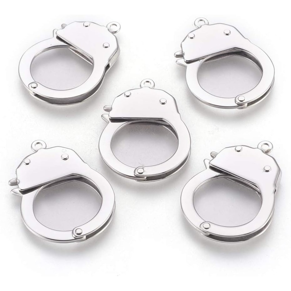 1 pc Stainless Steel Handcuffs - Jewelry Making Charms 评论和价格