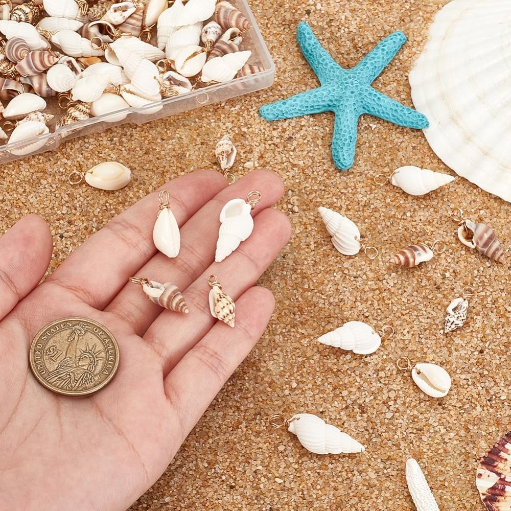 100pcs 4 Styles Natural Shell  - Jewelry Making Charms 评论和价格