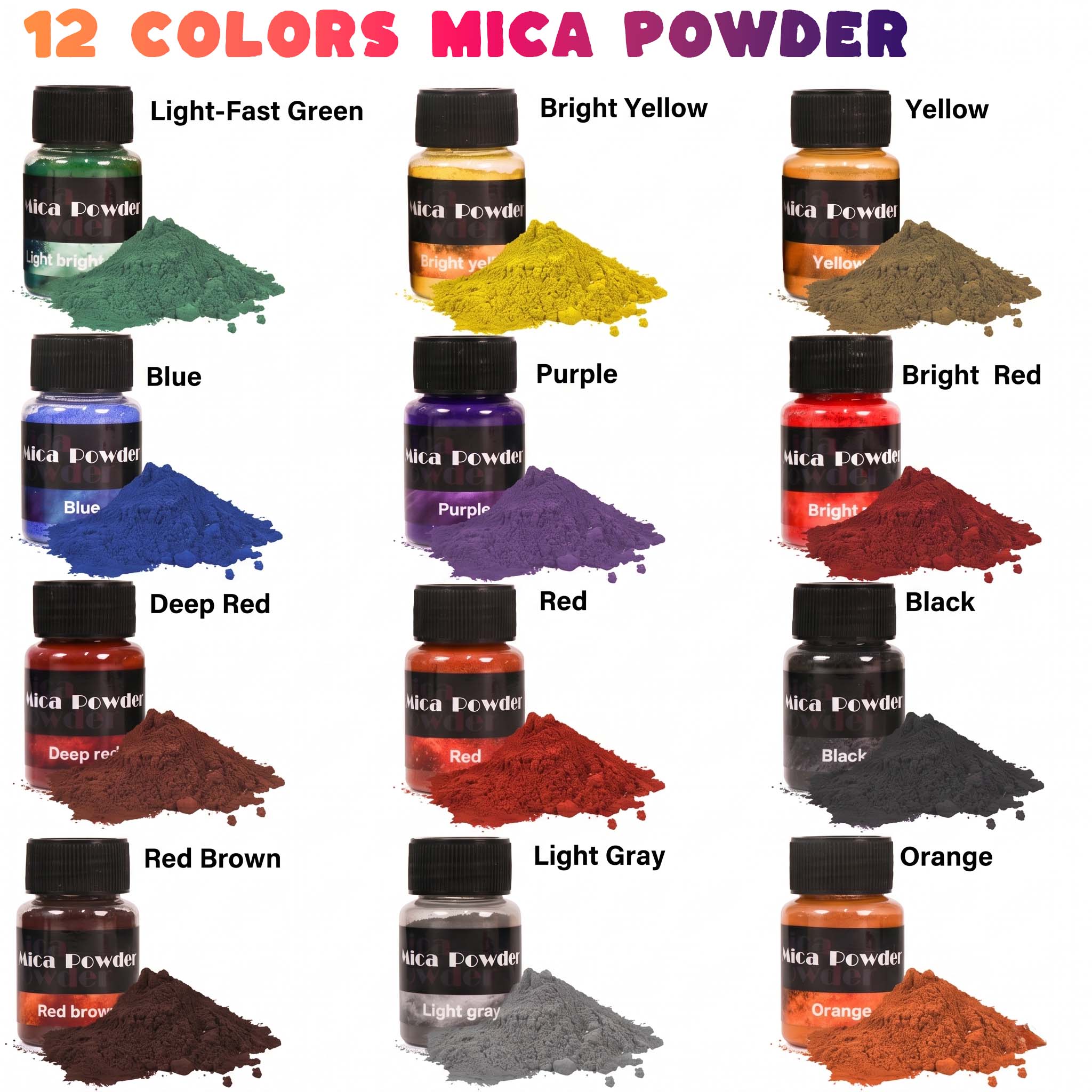 12-Color Gypsum Pigment Powder - Jewelry Making Tools List 评论和价格