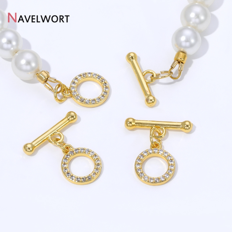 18K Gold Plated Brass Inlaid Z - Toggle Clasp Gold 评论和价格